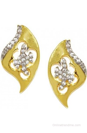 Bindhani Antique Silver Plated Cubic Zirconia Brass Dangle Earring